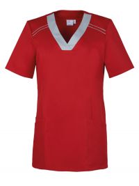 Damen Schlupfkasack Rot Kontrastfarben